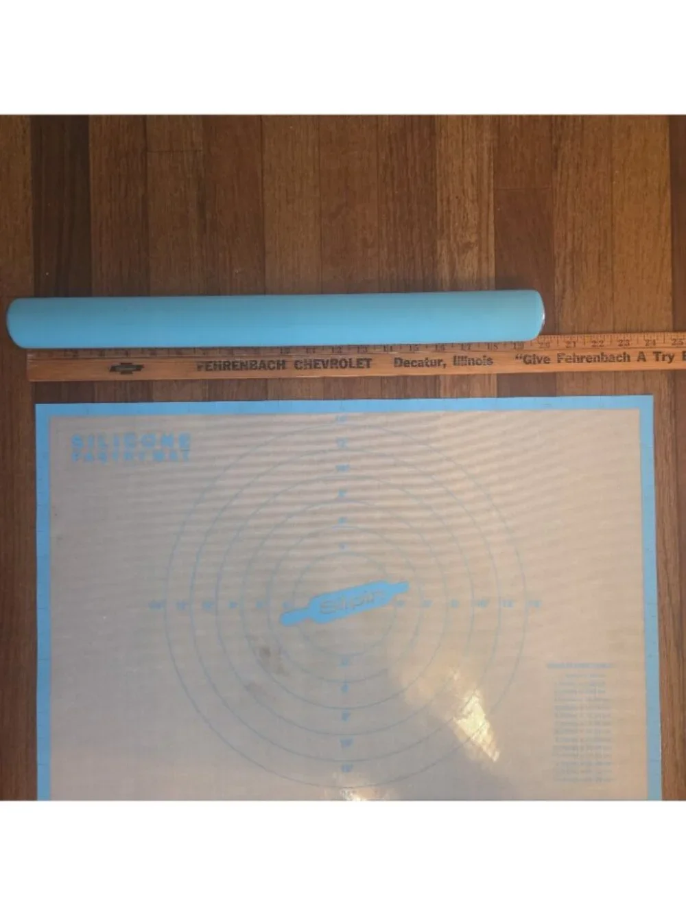 Sil-pin Silicone Rolling Pin and Pastry Mat Aqua Food Safe